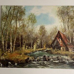 Vintage Fine art print by Gellman -By the Waterfall-By Lorenze 16" x 20"